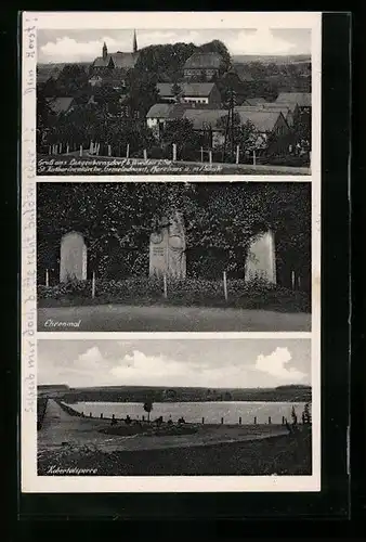 AK Langenbernsdorf, Ortsansicht, Ehrenmal, Kobertalsperre