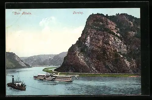 AK Der Rhein an der Loreley