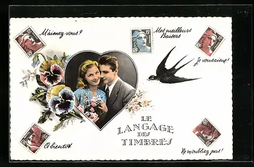 AK Briefmarkensprache Le Langage des Timbres