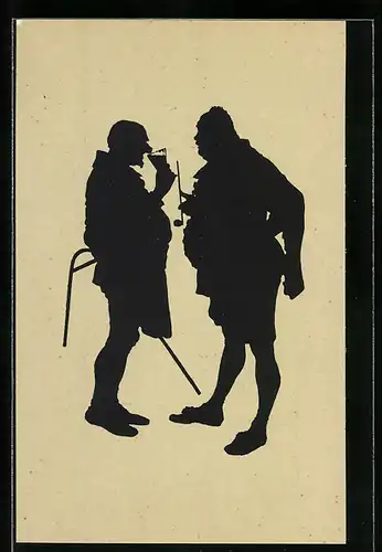 Künstler-AK Paul Konewka: Falstaff und seine Gesellen, Bardolph und der Wirt, Schattenriss