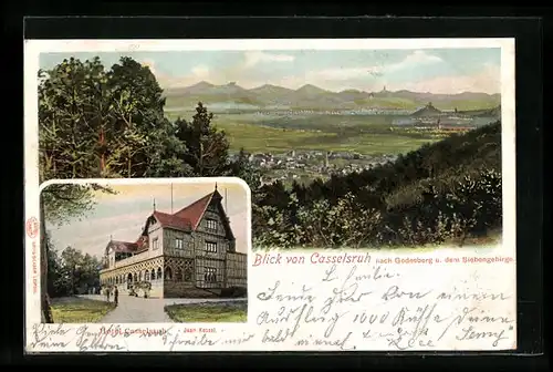 AK Bonn a. Rh., Hotel Casselsruh, Blick nach Godesberg und dem Siebengebirge