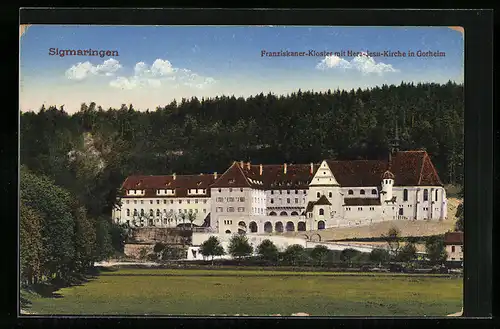 AK Sigmaringen, Franziskaner-Kloster mit Herz-Jesu-Kirche in Gorheim