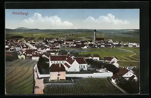 AK Vilsbiburg, Ortsansicht mit Blick ins Land