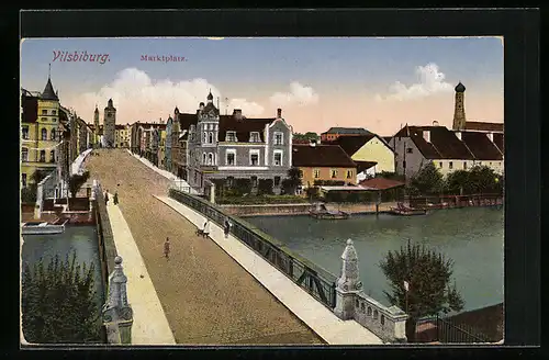 AK Vilsbiburg, Marktplatz aus der Vogelschau