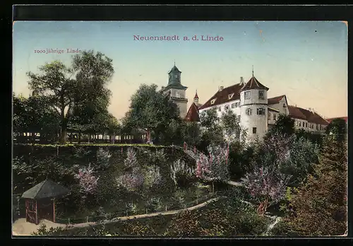 AK Neuenstadt a. d. Linde, Teilansicht mit 1000jähriger Linde