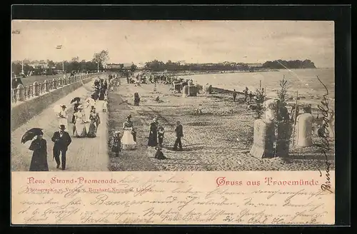 AK Travemünde, Neue Strand-Promenade mit Flaneuren