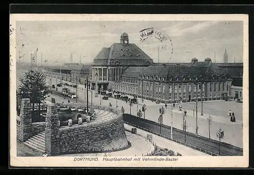 AK Dortmund, Hauptbahnhof mit Vehmlinde-Bastei