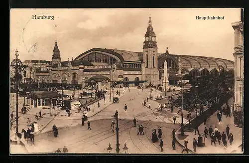 AK Hamburg-St.Georg, Hauptbahnhof aus der Vogelschau