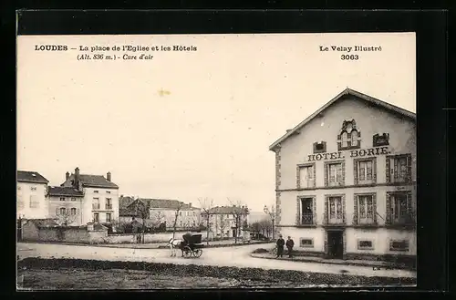 AK Loudes, La place de l`Eglise et les Hotels