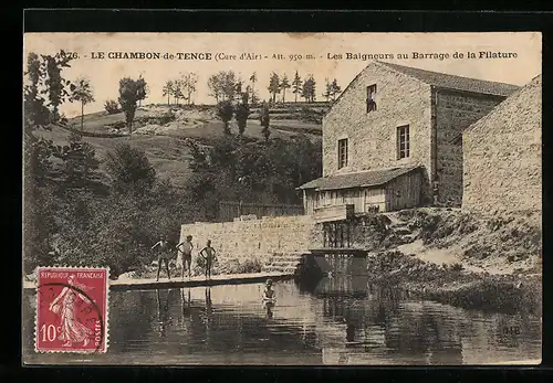 AK Le Chambon-de-Tence, Les Baigneurs au Barrage de la Filature