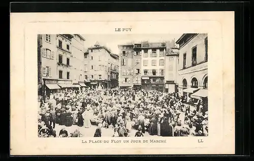 AK Le Puy, La Place du flot un jour de Marché