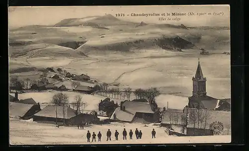 AK Chaudeyrolles, et le Mezenc, Effet de Neige, Gesamtansicht im Winter