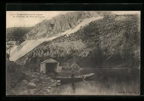 AK Saint-Maurice-de-Lignon, Embarcadere sur le Lignon et Carrieres de Pont-de-Lignon