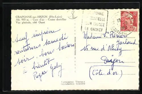 AK Craponne-sur-Arzon, Vue gènèrale, cotè Ouest