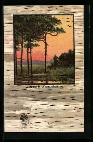 Künstler-AK Worpsweder Künstlerkolonie: Worpswede, Abendstimmung