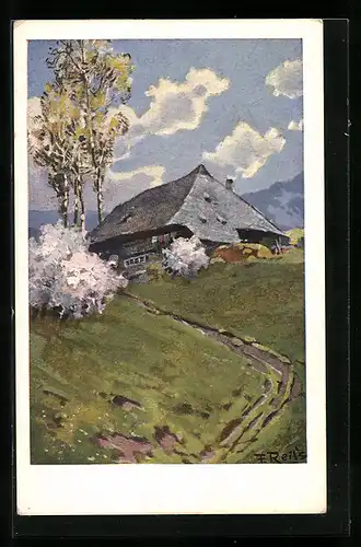 Künstler-AK Fritz Reiss: Bauernhaus im Schwarzwald