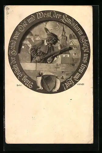 Künstler-AK Heinz Schiestl: Mann mit Gewehr