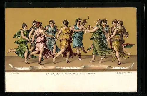 Künstler-AK Stengel & Co. Nr. 29845: La Danza d`Apollo con le Muse von G. Romano