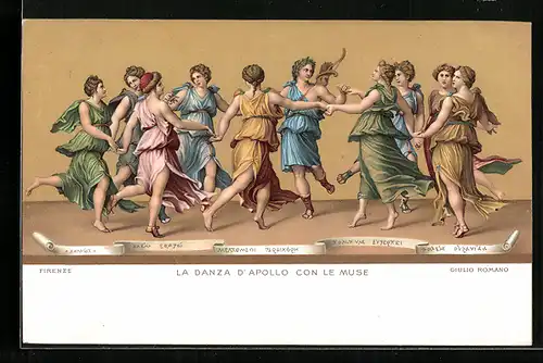 Künstler-AK Stengel & Co. Nr. 29845: La Danza d`Apollo con le Muse von G. Romano