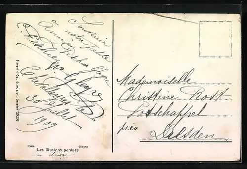 Künstler-AK Stengel & Co. Nr. 29207: Charles Gabriel Gleyre, Menschen mit Harfen im Boot