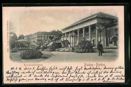 Relief-AK Baden-Baden, Konversationshaus mit Pavillon