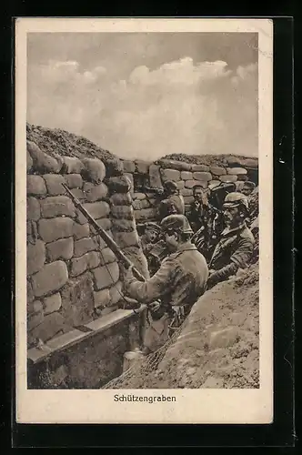 AK Soldaten mit Gewehr im Schützengraben