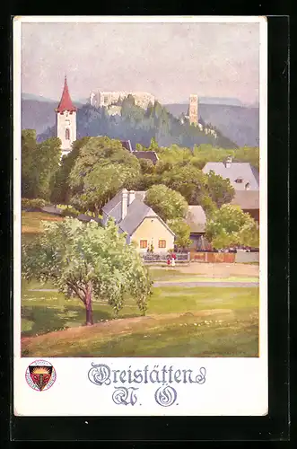 Künstler-AK Rudolf Schmidt: Deutscher Schulverein Nr. 465: Dreistätten, Ortspartie