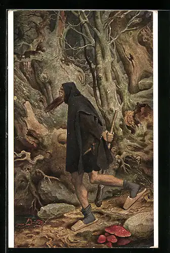 Künstler-AK Carl Spitzweg: Rübezahl im Wald