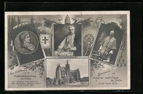 AK Metz, 60. General-Versammlung der Katholiken Deutschlands 1913, Zur Erinnerung an den Katholikentag, Papst Pius X.