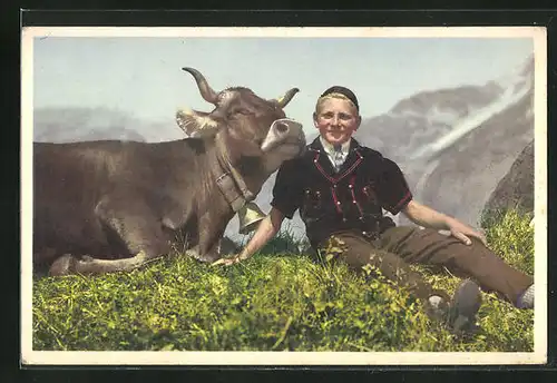 Foto-AK Emanuel Gyger: Sennerbub von Selden im Gasterntal