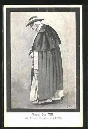 AK Papst Leo XIII. in Reisekleidung