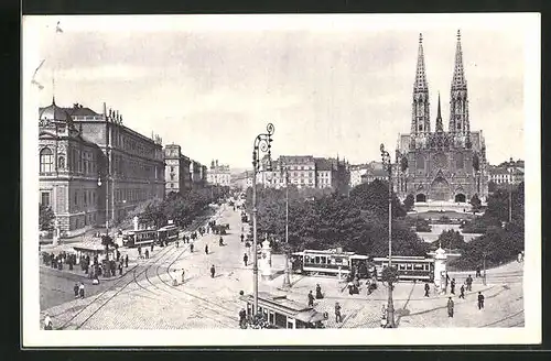 AK Wien, Freiheitsplatz mit Strassenbahnen