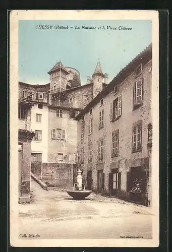 AK Chessy, La Fontaine et le Vieux Chateau