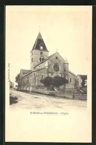 AK St-Seine-sur-Vingeanne, L`Eglise, Strassenpartie an der Kirche