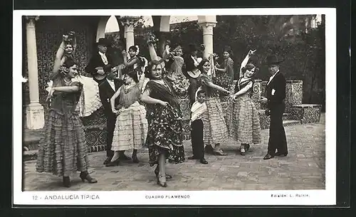 AK Andalucia Tipica, Cuadro Flamenco, Volkstanz