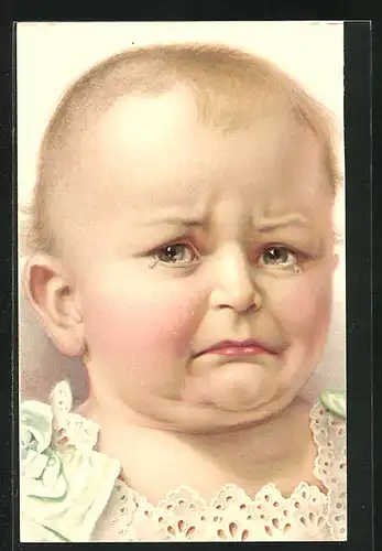 AK Blondes Baby mit weinendem Gesicht