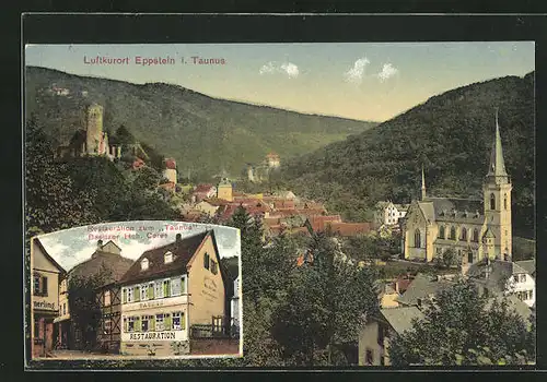 AK Eppstein / Taunus, Restauration zum Taunus, Ortsansicht mit Kirche