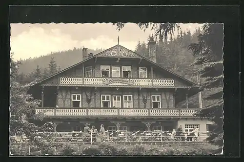 AK Tabarz, Hotel Schweizerhaus mit Terrasse