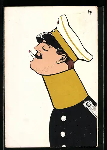 AK Soldat in Uniform mit Zigarette im Mund