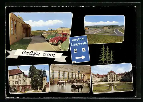 AK Wachenroth, Autobahn-Rasthof Steigerwald W. Engelhardt, VW-Käfer