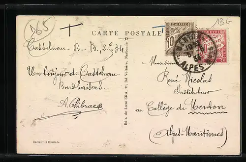 AK Castelnau-Rivière-Basse, Place de la Mairie