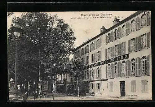 AK Bagnères-de-Bigorre, Promenade des Coustous et Grand-Hotel de Paris