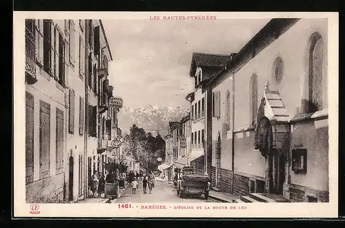 AK Baréges, l'église et la route de Luz