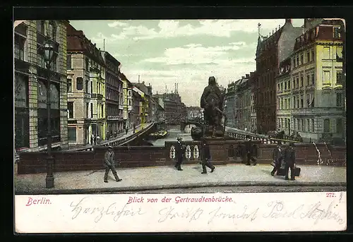 AK Berlin, Blick von der Getraudenbrücke in die Oberwasserstrasse