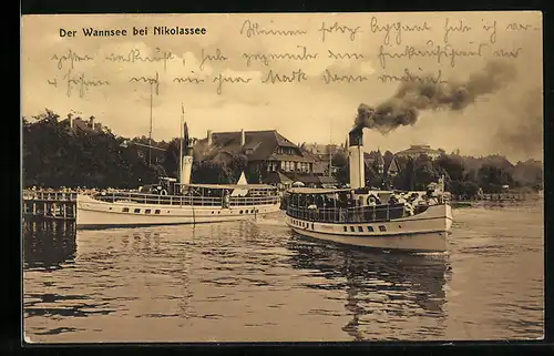 AK Berlin-Nikolassee, Ausflugsdampfer auf dem Wannsee