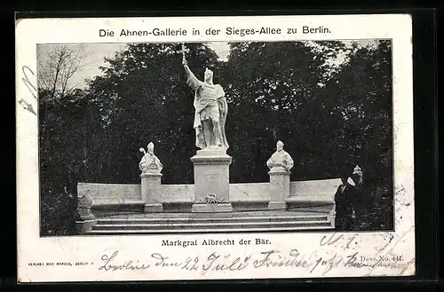 AK Berlin-Tiergarten, Die Ahnen-Gallerie in der Sieges-Allee, Markgraf Albrecht der Bär.