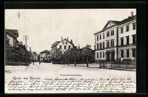 AK Herisau, Casernenstrasse mit Gasthaus