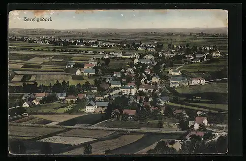 AK Herwigsdorf, Panoramablick aus der Luft gesehen