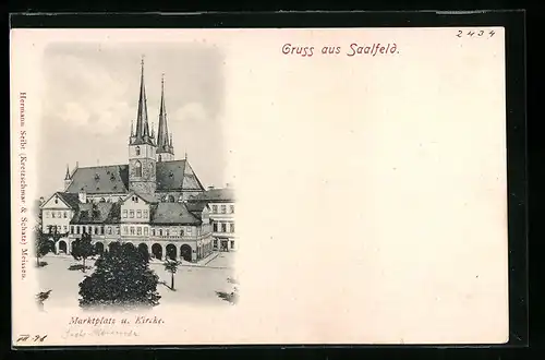 AK Saalfeld, Marktplatz und Kirche