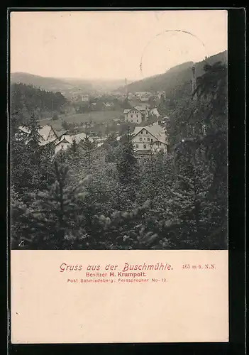 AK Schmiedeberg, Blick zum Gasthaus Buschmühle